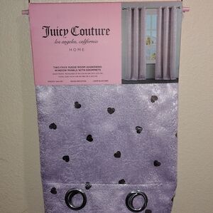 JUICY COUTURE WINDOW CURTAIN LAVENDER SILVER HEART JUICY COUTURE WINDOW PANELS